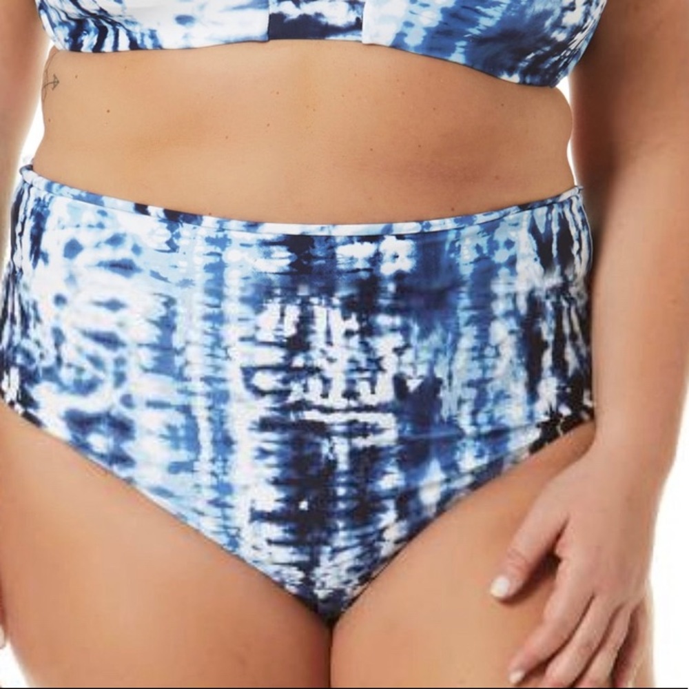 NEW W/TAGS Womens Lg 12/14 1X 16/18 2X (20/22) Tie Dye High Waist Bikini Bottoms
